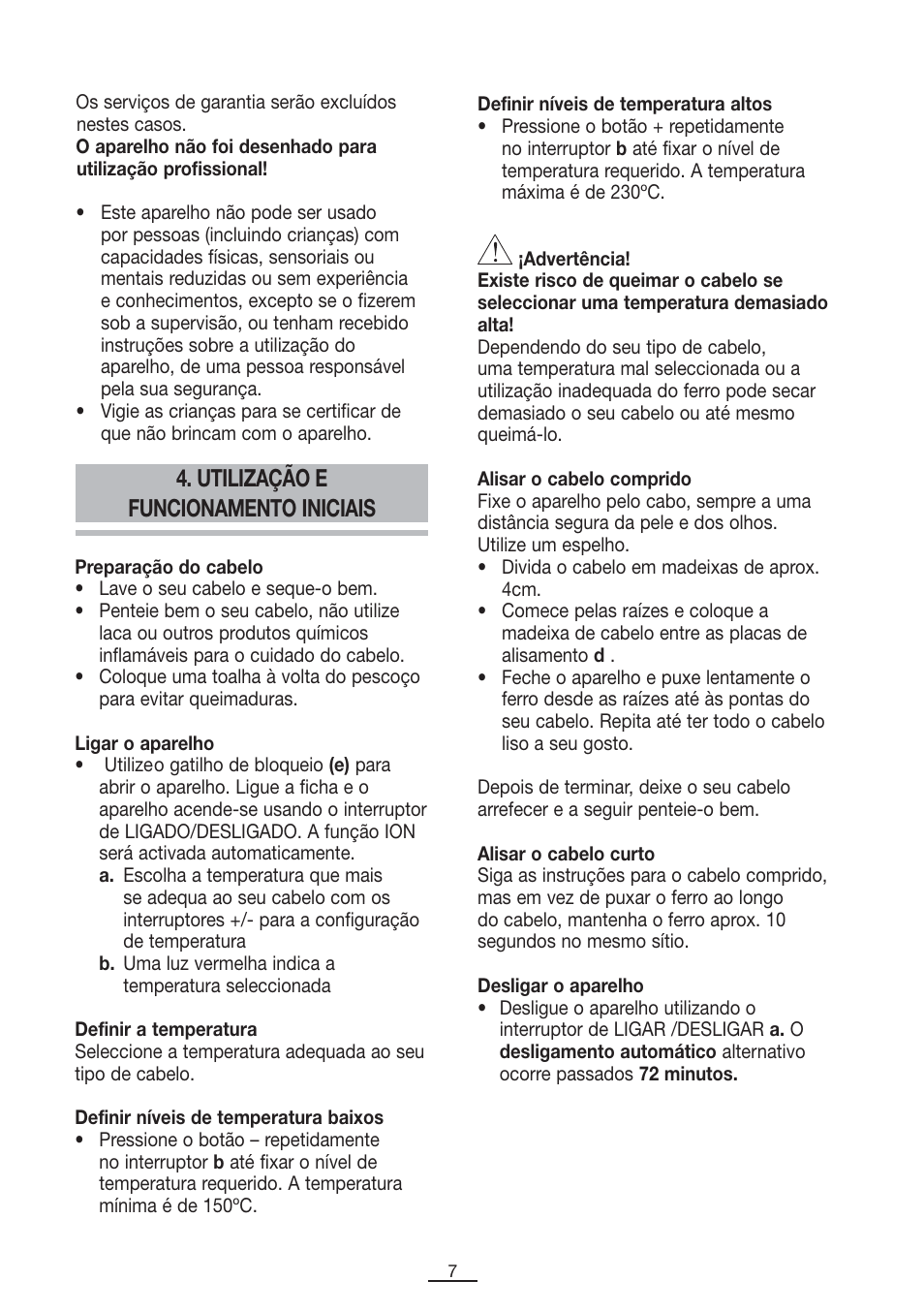 Utilização e funcionamento iniciais | Fagor PP-100 User Manual | Page 8 / 46