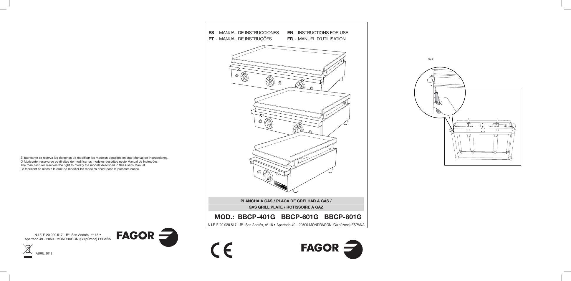 Fagor BBCP-801G User Manual | 18 pages