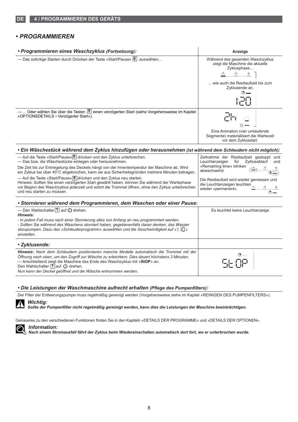 Programmieren | Fagor FET-6412D User Manual | Page 8 / 52