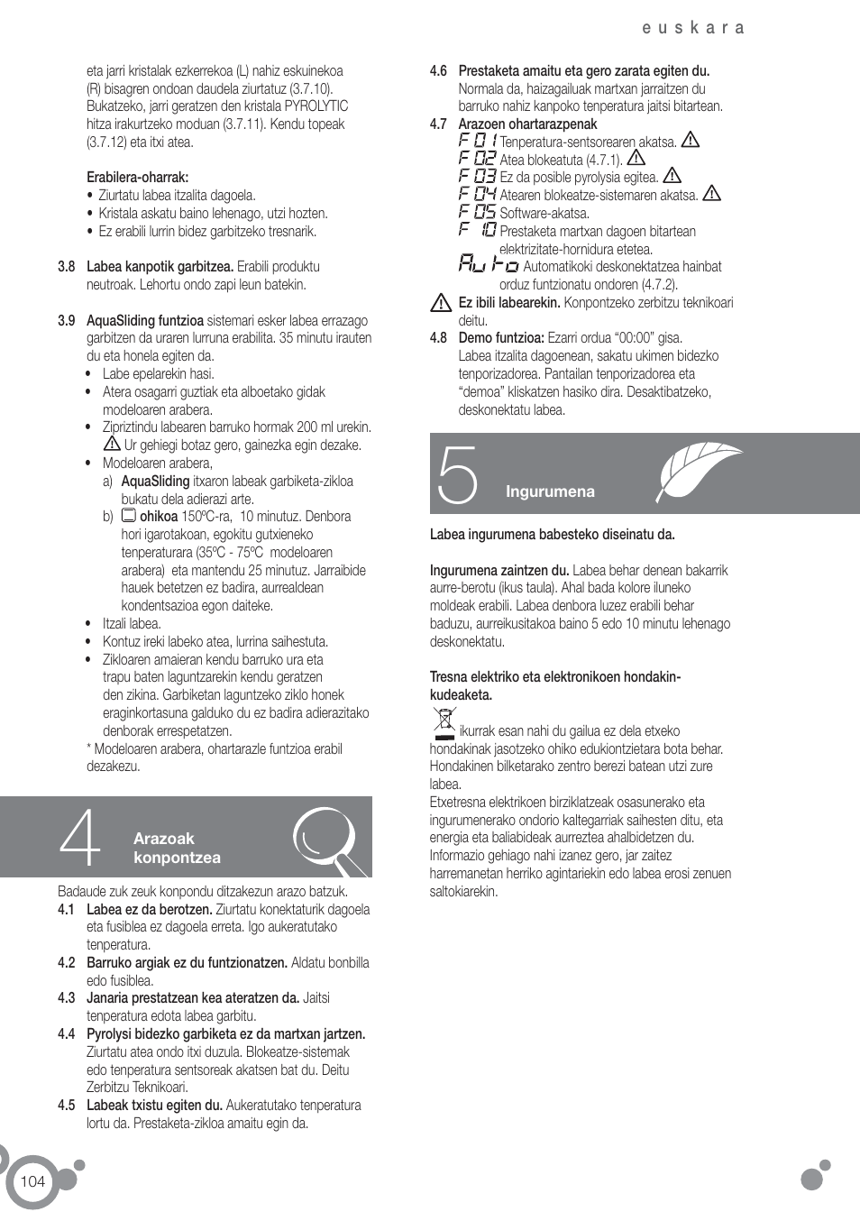 Fagor 6H-54X User Manual | Page 106 / 118