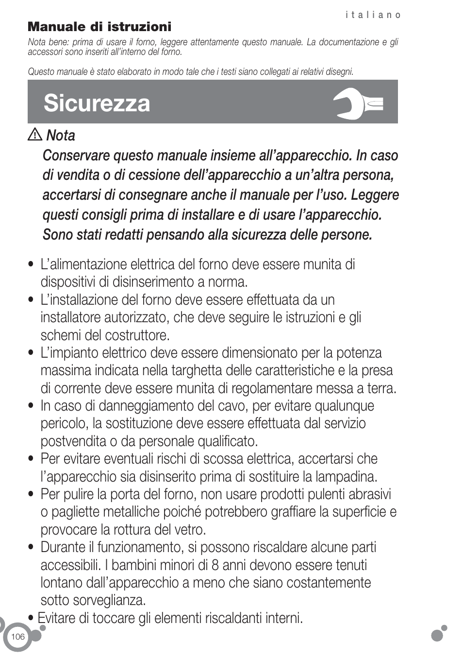 Sicurezza | Fagor 6H-54X User Manual | Page 108 / 118