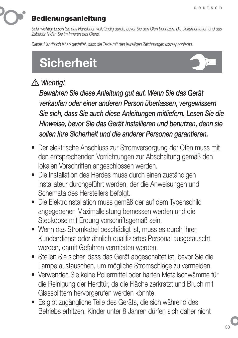 Sicherheit | Fagor 6H-54X User Manual | Page 35 / 118