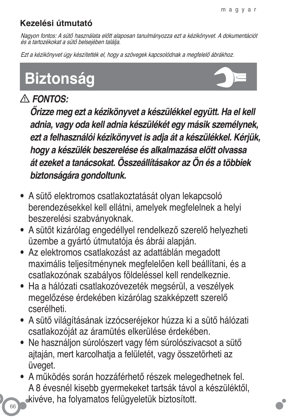 Biztonság | Fagor 6H-54X User Manual | Page 68 / 118