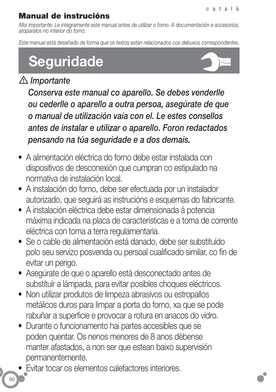 Seguridade | Fagor 6H-54X User Manual | Page 92 / 118