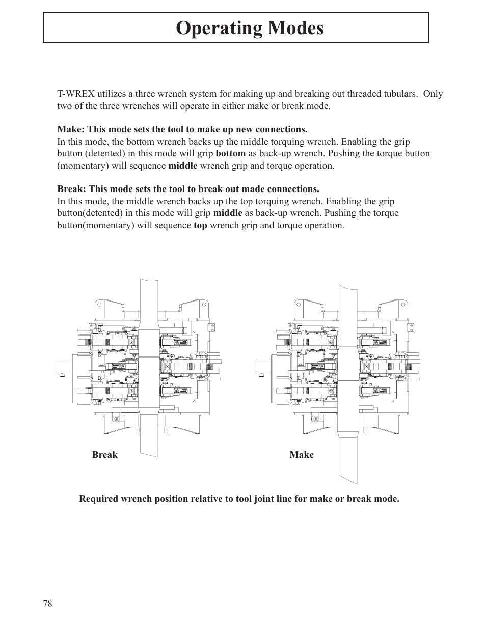 Operating modes | Hawk Industries T-Wrex Jr. Manual Serial Numbers 104 to 110 User Manual | Page 78 / 81