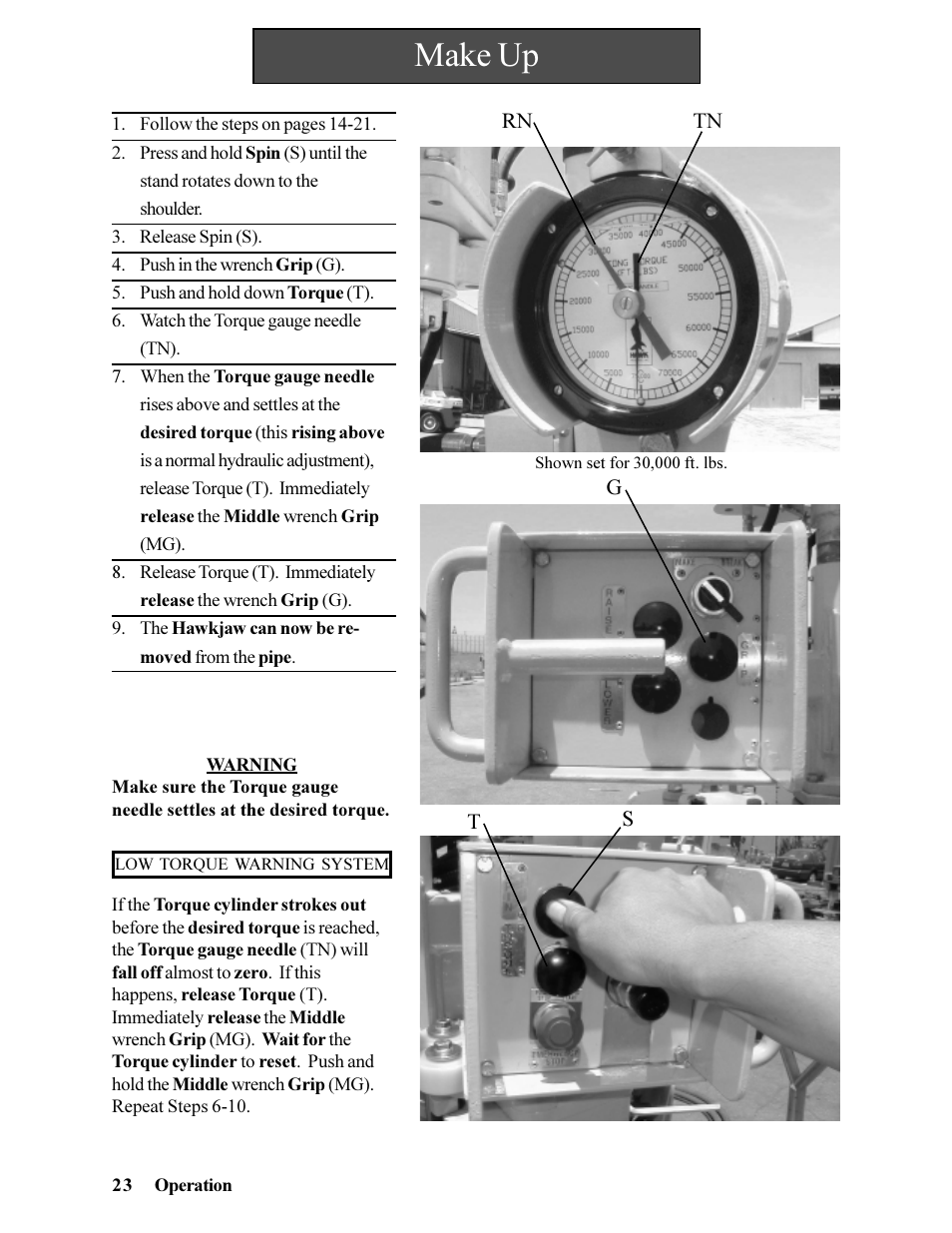 Make up | Hawk Industries Hawkjaw Jr. Manual 65K-ALS Serial Numbers 4 to 9 User Manual | Page 23 / 139