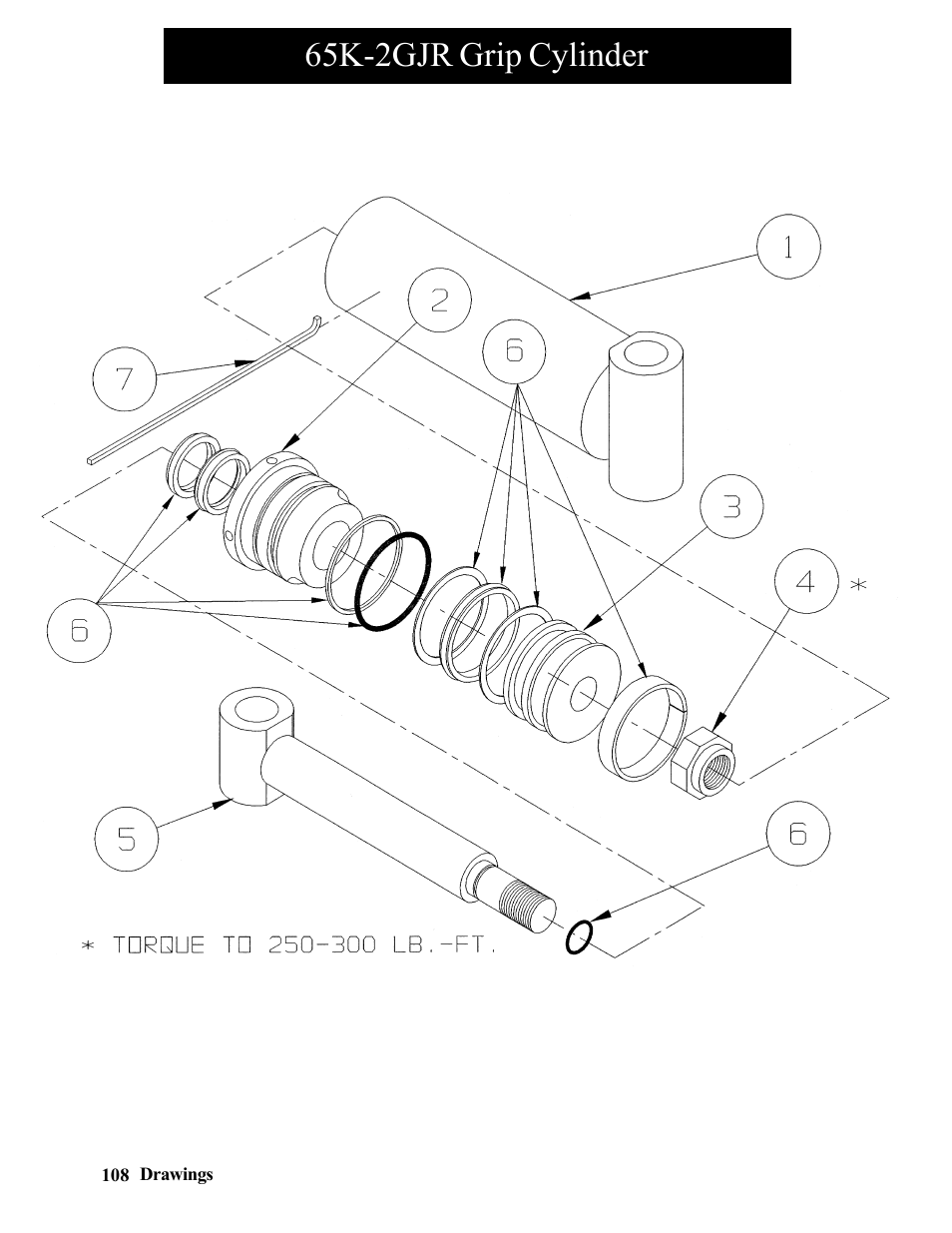 65k-2gjr j20 torque cylinder assembly, 65k-2gjr grip cylinder | Hawk Industries Hawkjaw Jr. Manual 65K-2GJR Serial Numbers 10 to 20 User Manual | Page 108 / 151