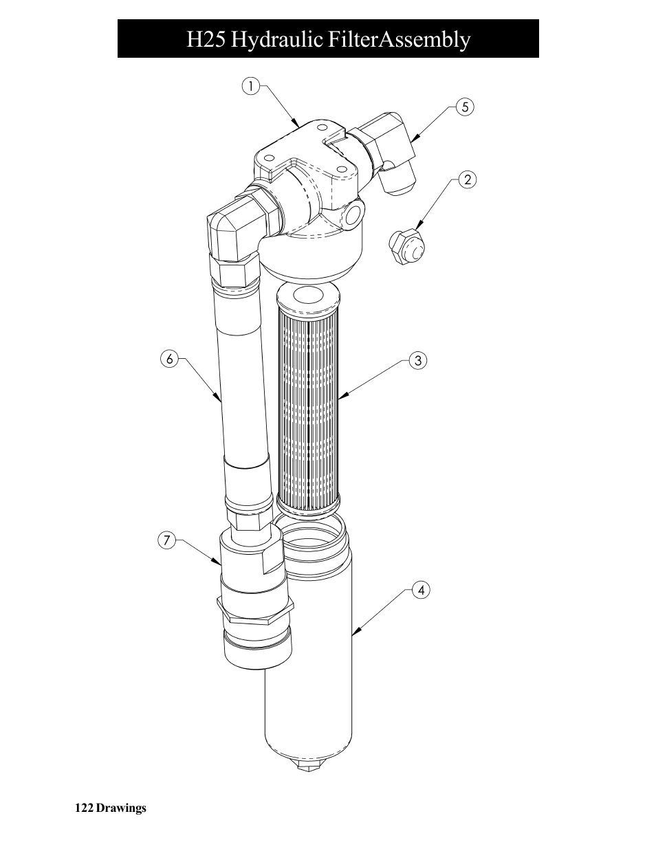 H25 hydraulic filterassembly | Hawk Industries Hawkjaw Jr. Manual 65K-2GJR Serial Numbers 10 to 20 User Manual | Page 122 / 151