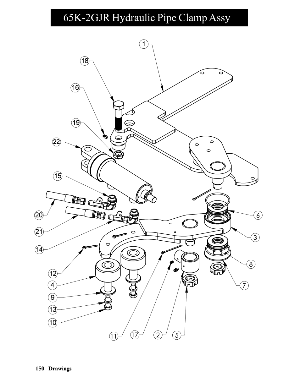 65k-2gjr hydraulic pipe clamp assy | Hawk Industries Hawkjaw Jr. Manual 65K-2GJR Serial Numbers 10 to 20 User Manual | Page 150 / 151