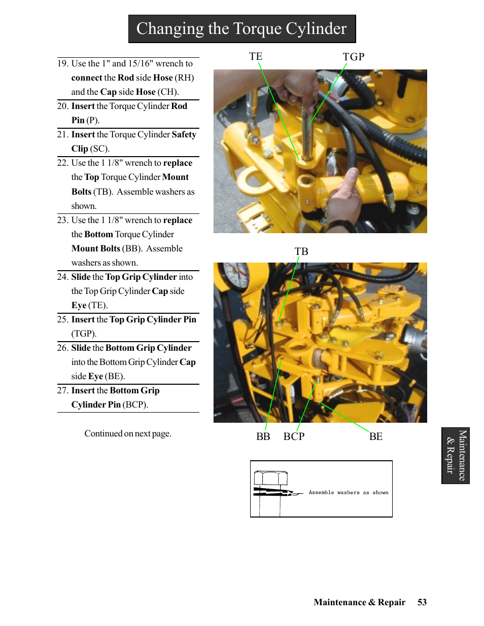 Changing the torque cylinder | Hawk Industries Hawkjaw Jr. Manual 65K-2GJR Serial Numbers 10 to 20 User Manual | Page 53 / 151