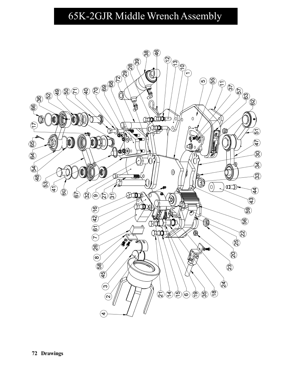 65k-2gjr top-bottom wrench assembly, 65k-2gjr middle wrench assembly | Hawk Industries Hawkjaw Jr. Manual 65K-2GJR Serial Numbers 10 to 20 User Manual | Page 72 / 151