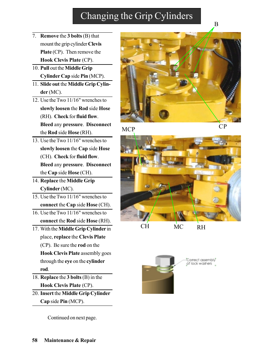 Changing the grip cylinders | Hawk Industries Hawkjaw Jr. Manual 65K-2GJR Serial Numbers 21 to 32 User Manual | Page 58 / 147