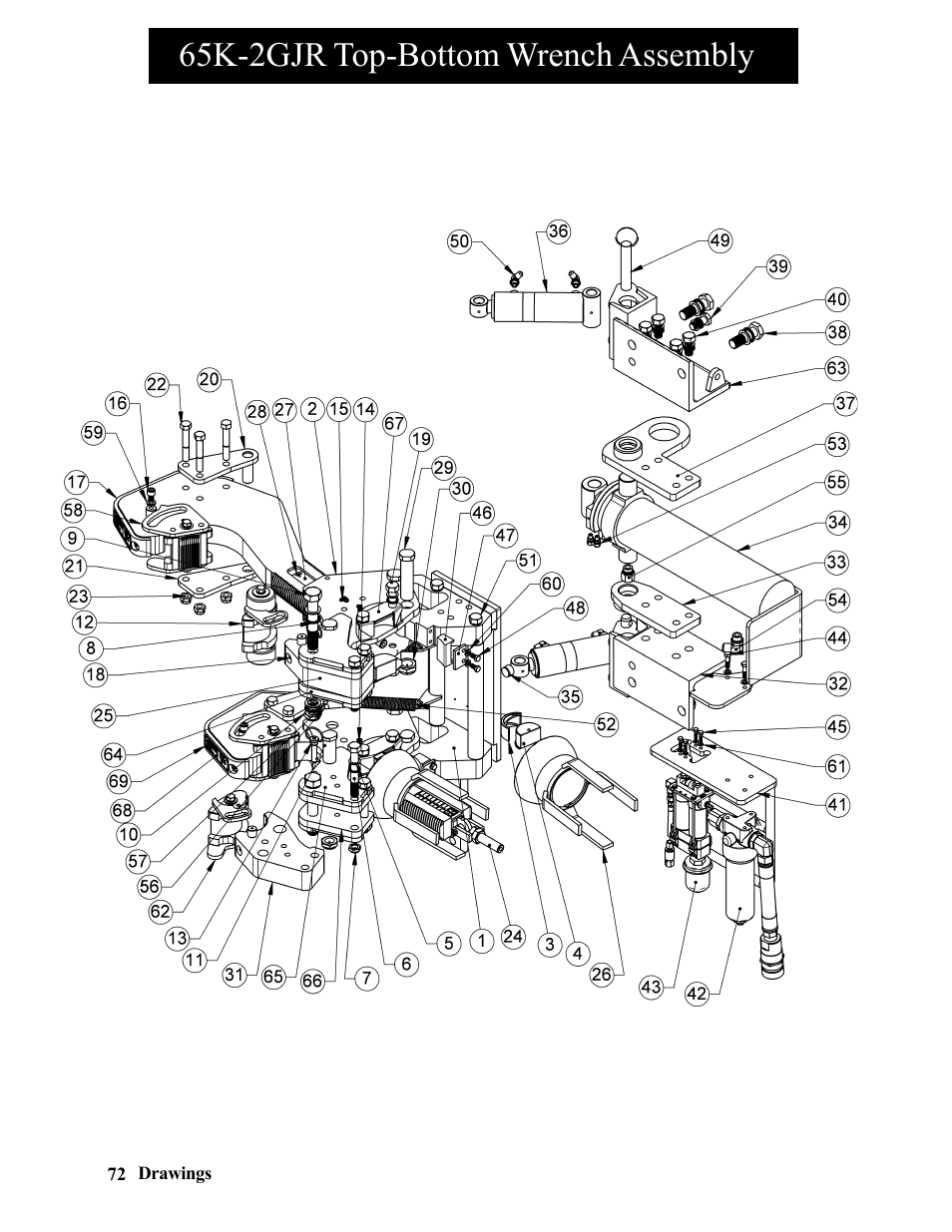 65k-2gjr top-bottom wrench assembly | Hawk Industries Hawkjaw Jr. Manual 65K-2GJR Serial Numbers 21 to 32 User Manual | Page 72 / 147