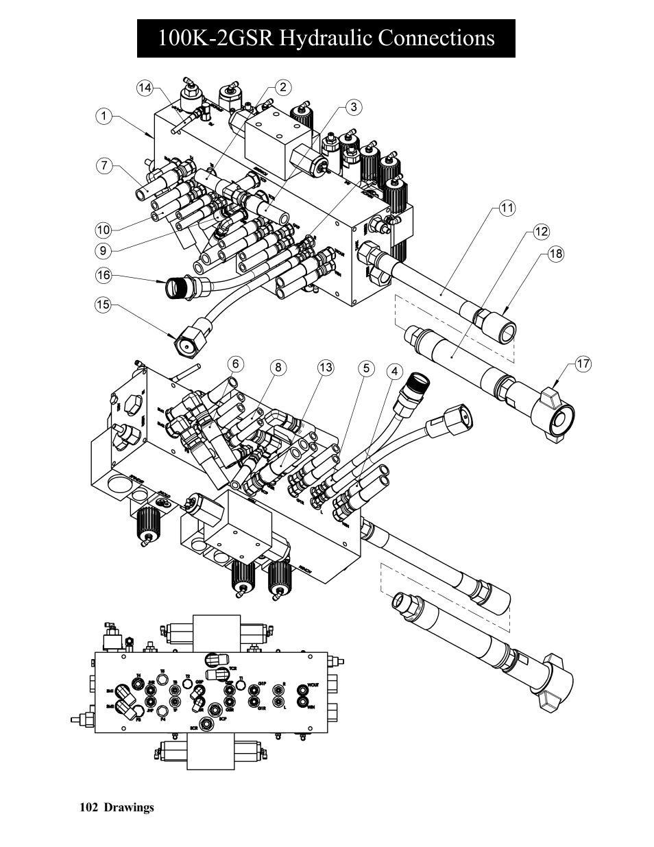 100k-2gsr hydraulic connections | Hawk Industries Hawkjaw Sr. Manual 100K-2GSR Serial Numbers 101 to 120 User Manual | Page 102 / 165