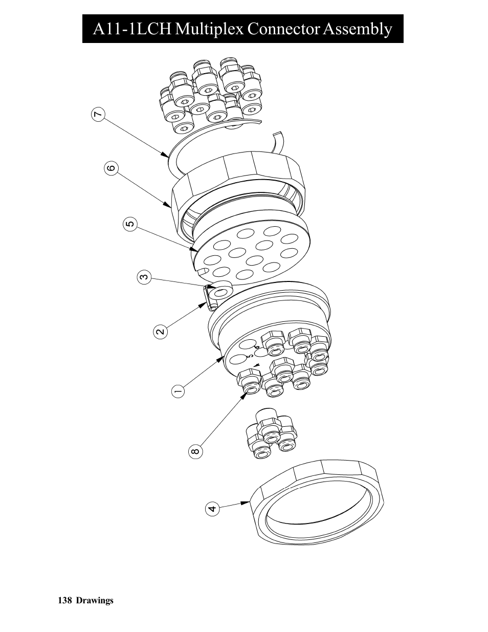 A11-1lch multiplex connector assembly | Hawk Industries Hawkjaw Sr. Manual 100K-2GSR Serial Numbers 101 to 120 User Manual | Page 138 / 165
