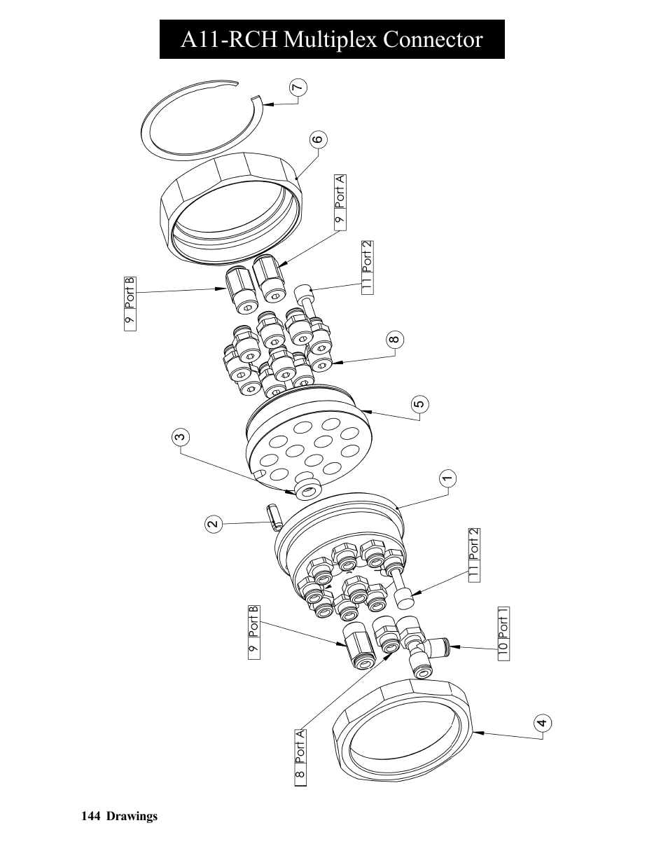A11-rch multiplex connector | Hawk Industries Hawkjaw Sr. Manual 100K-2GSR Serial Numbers 101 to 120 User Manual | Page 144 / 165