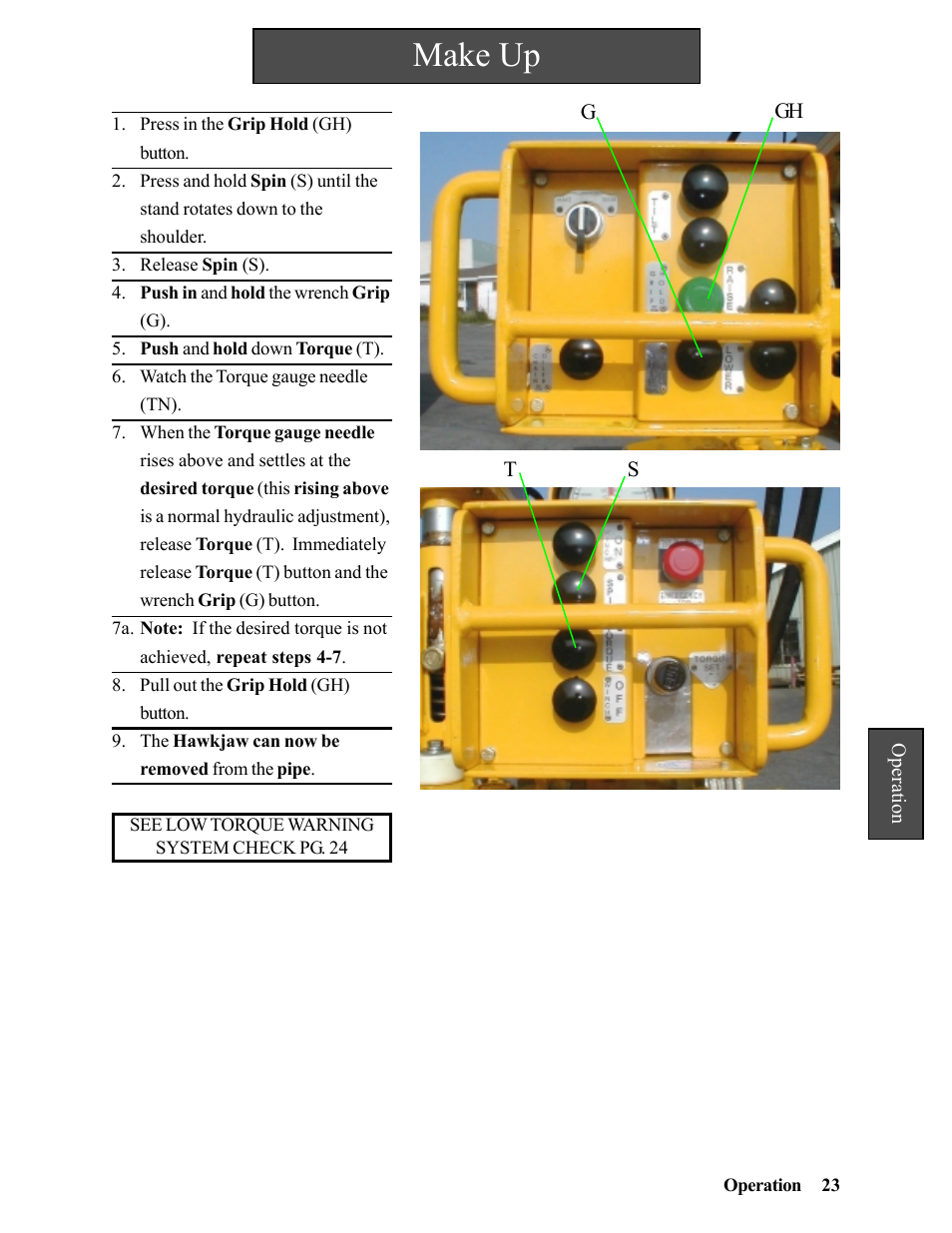 Make up | Hawk Industries Hawkjaw Sr. Manual 100K-2GSR Serial Numbers 101 to 120 User Manual | Page 23 / 165