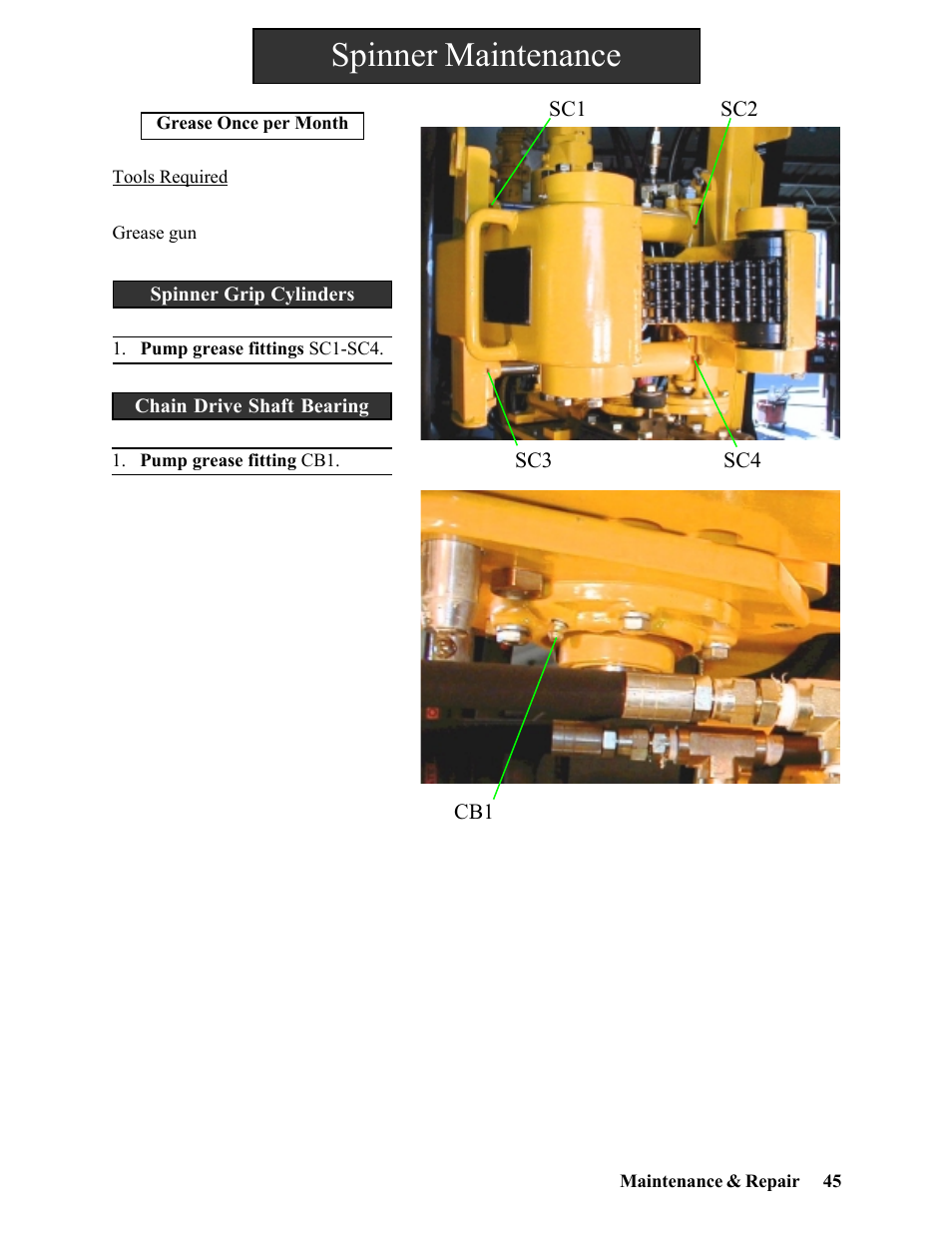 Spinner maintenance | Hawk Industries Hawkjaw Sr. Manual 100K-2GSR Serial Numbers 101 to 120 User Manual | Page 45 / 165