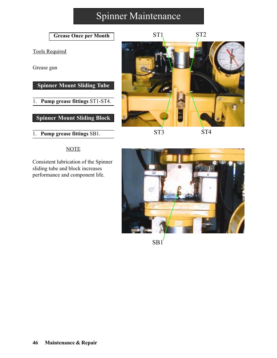 Spinner maintenance | Hawk Industries Hawkjaw Sr. Manual 100K-2GSR Serial Numbers 101 to 120 User Manual | Page 46 / 165