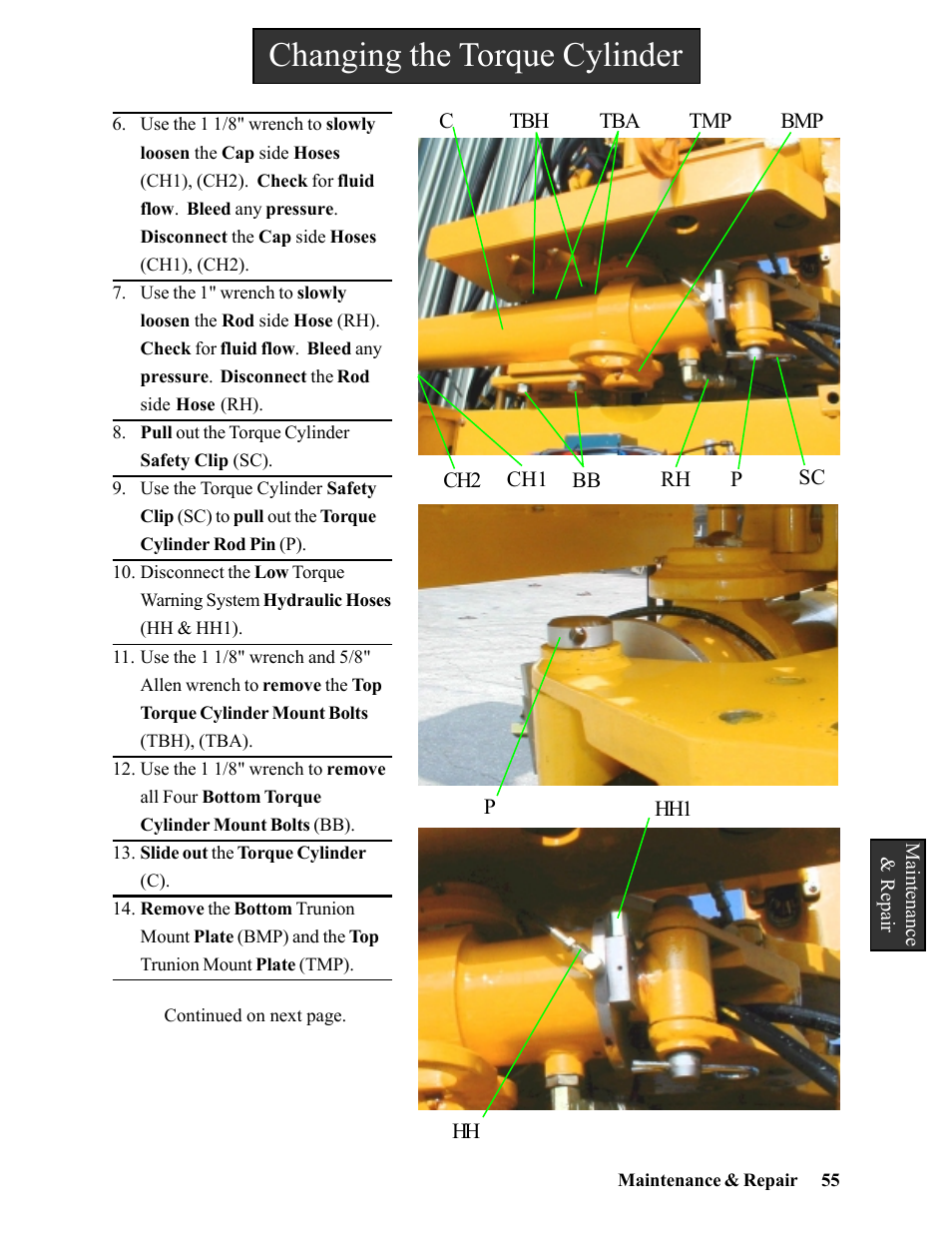 Changing the torque cylinder | Hawk Industries Hawkjaw Sr. Manual 100K-2GSR Serial Numbers 101 to 120 User Manual | Page 55 / 165