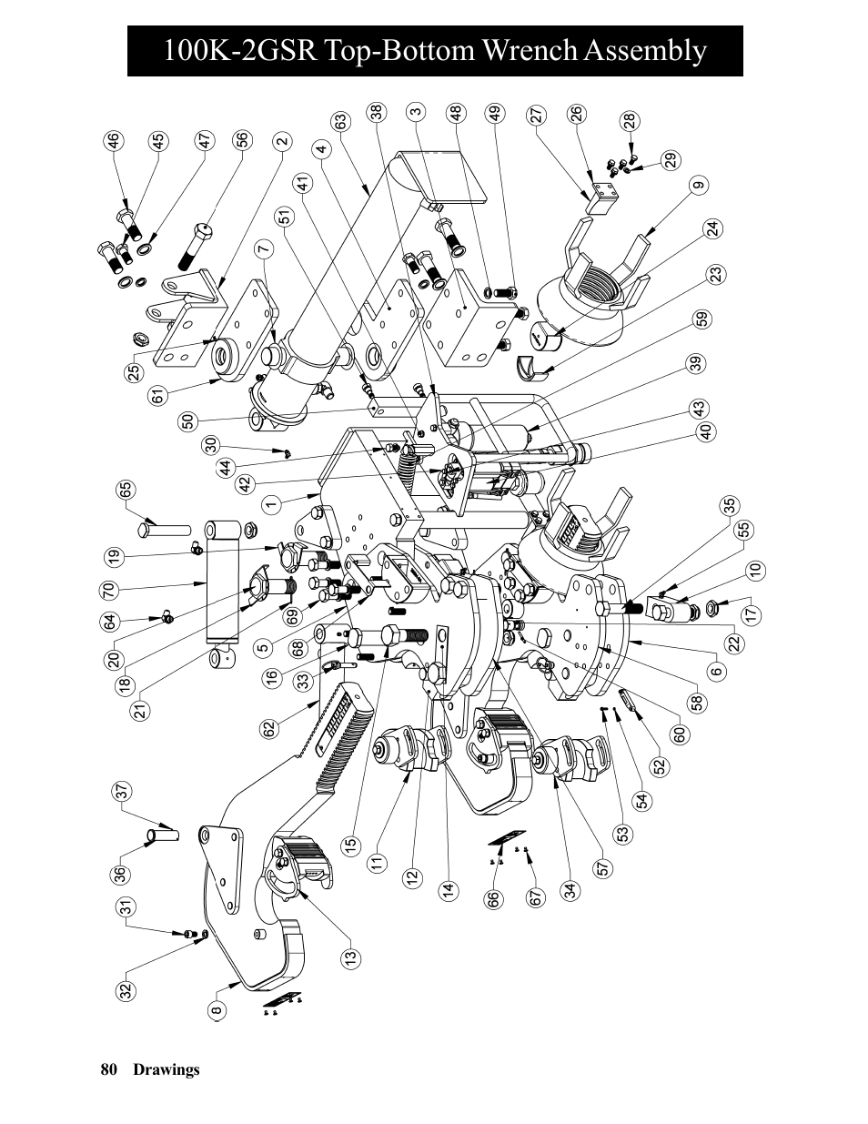 100k-2gsr top-bottom wrench assembly | Hawk Industries Hawkjaw Sr. Manual 100K-2GSR Serial Numbers 101 to 120 User Manual | Page 80 / 165