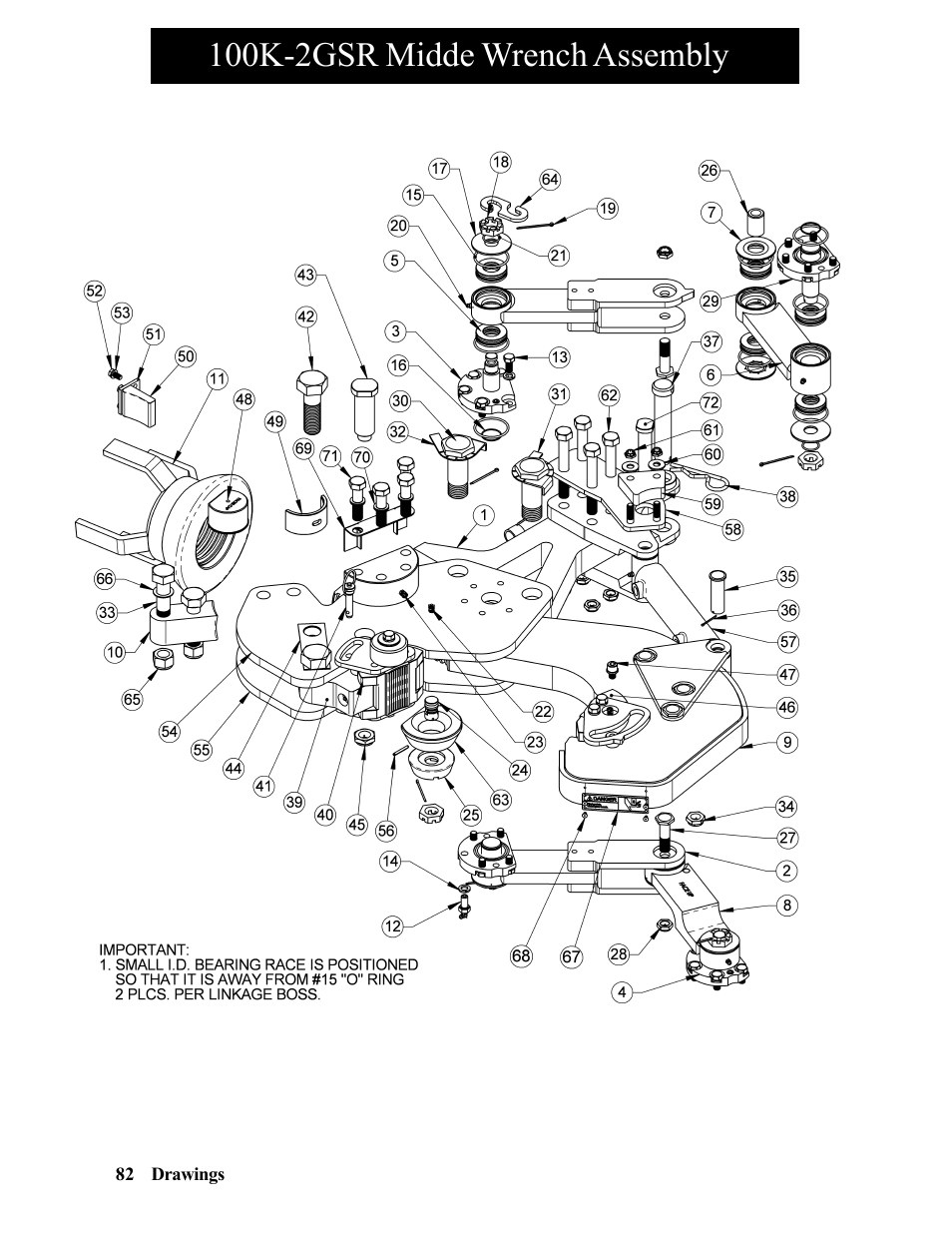 100k-2gsr midde wrench assembly | Hawk Industries Hawkjaw Sr. Manual 100K-2GSR Serial Numbers 101 to 120 User Manual | Page 82 / 165