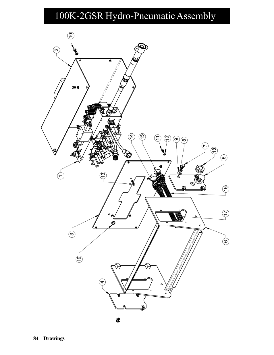 100k-2gsr hydro-pneumatic assembly | Hawk Industries Hawkjaw Sr. Manual 100K-2GSR Serial Numbers 101 to 120 User Manual | Page 84 / 165