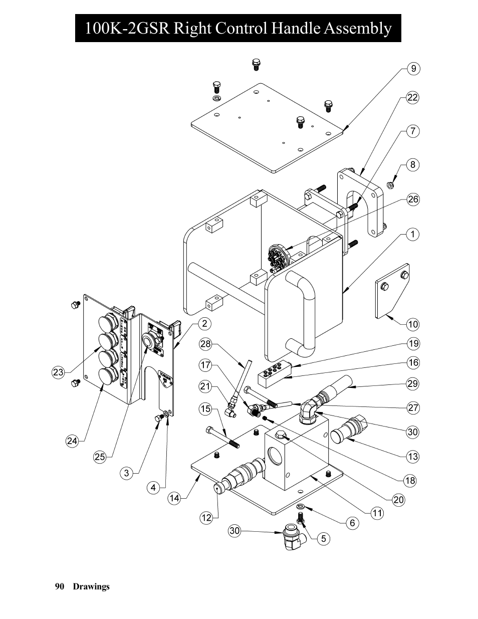 100k-2gsr right control handle assembly | Hawk Industries Hawkjaw Sr. Manual 100K-2GSR Serial Numbers 101 to 120 User Manual | Page 90 / 165