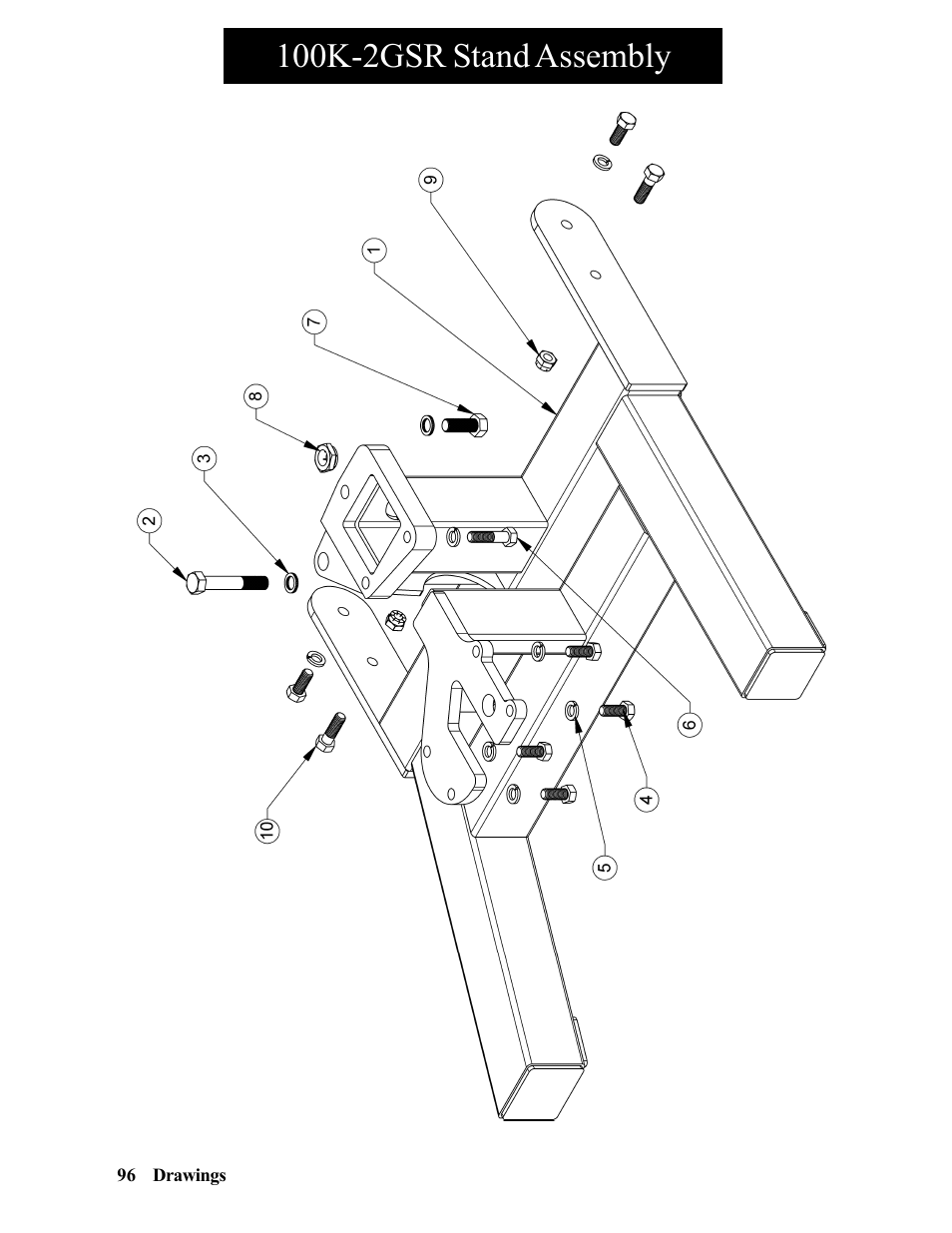 100k-2gsr stand assembly | Hawk Industries Hawkjaw Sr. Manual 100K-2GSR Serial Numbers 101 to 120 User Manual | Page 96 / 165