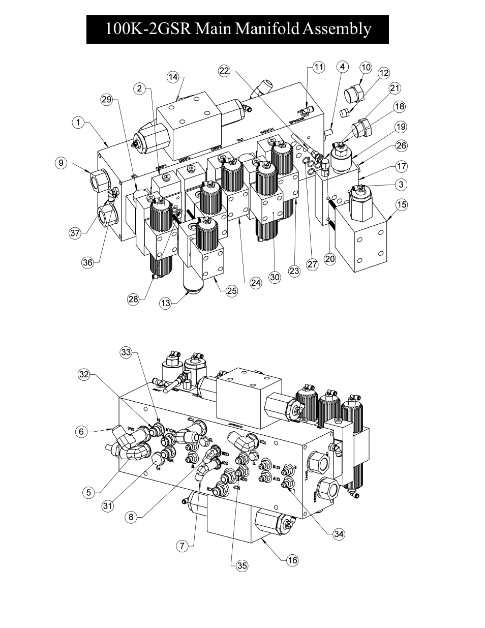 100k-2gsr main manifold assembly | Hawk Industries Hawkjaw Sr. Manual 100K-2GSR Serial Numbers 121 to 140 User Manual | Page 109 / 192