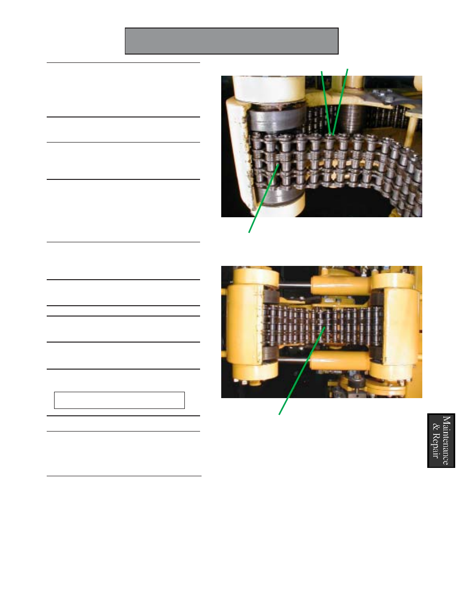 Changing the spinner chain | Hawk Industries Hawkjaw Sr. Manual 100K-2GSR Serial Numbers 121 to 140 User Manual | Page 50 / 192