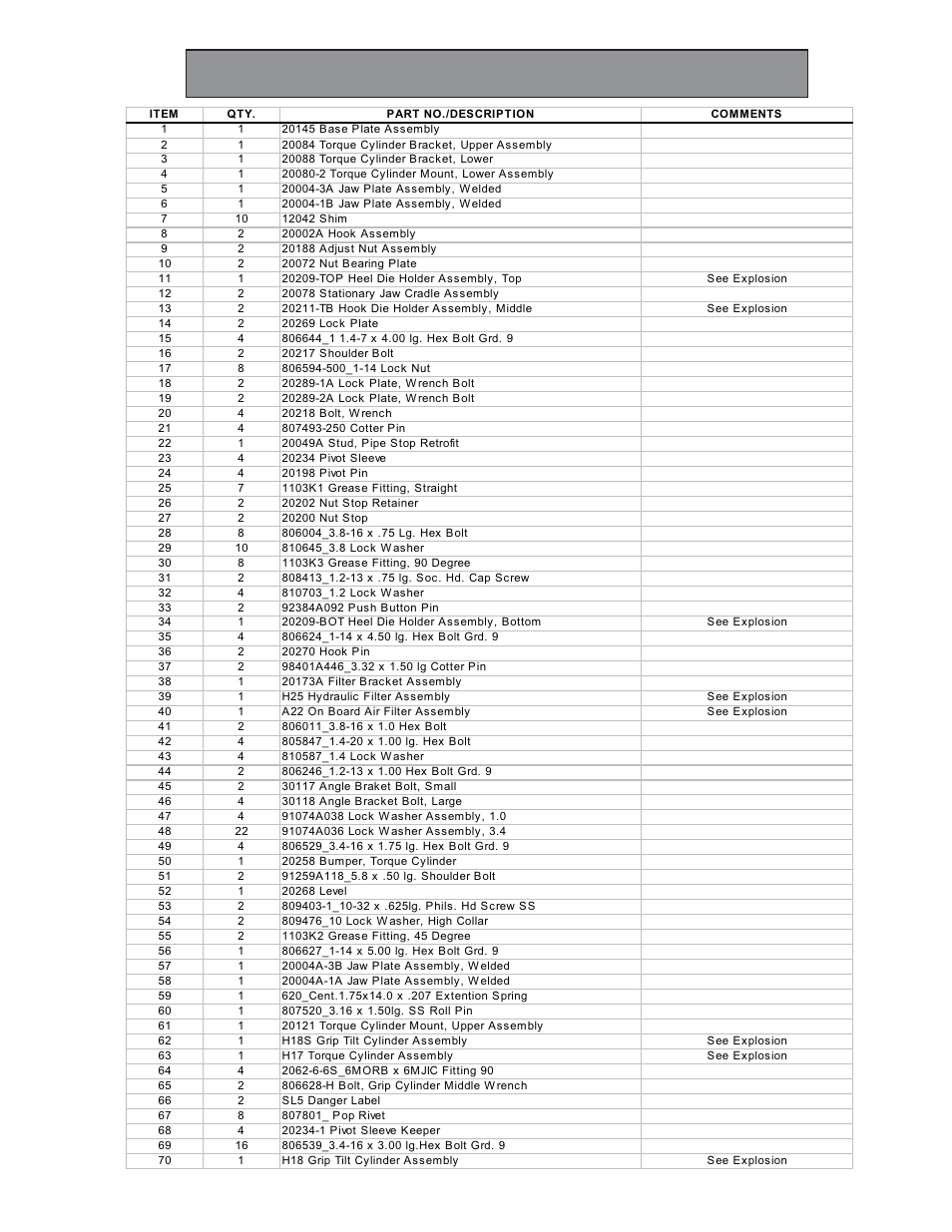 100k-2gsr top-bottom wrench assembly, Drawings 81 | Hawk Industries Hawkjaw Sr. Manual 100K-2GSR Serial Numbers 121 to 140 User Manual | Page 82 / 192