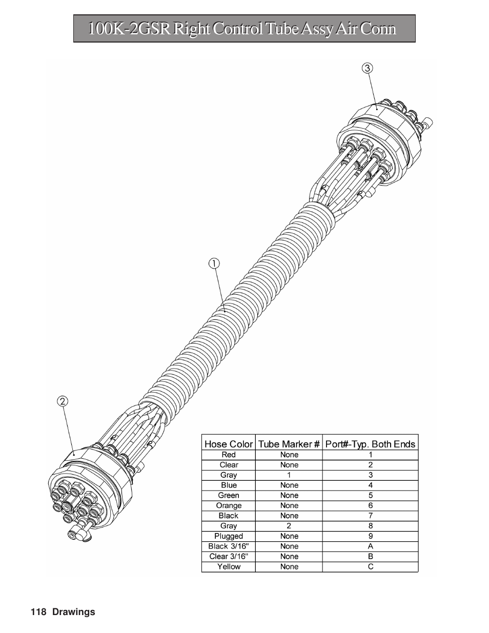 100k-2gsr right control tube assy air conn | Hawk Industries Hawkjaw Sr. Manual M100K-2GSR Serial Numbers 201 to 370 User Manual | Page 120 / 215