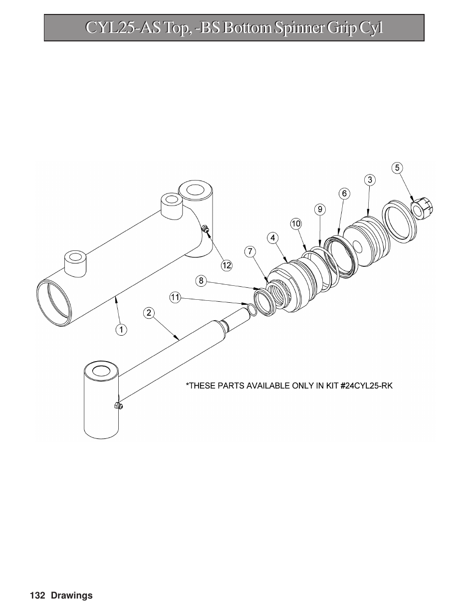 Cyl25-as top, -bs bottom spinner grip cyl | Hawk Industries Hawkjaw Sr. Manual M100K-2GSR Serial Numbers 201 to 370 User Manual | Page 134 / 215