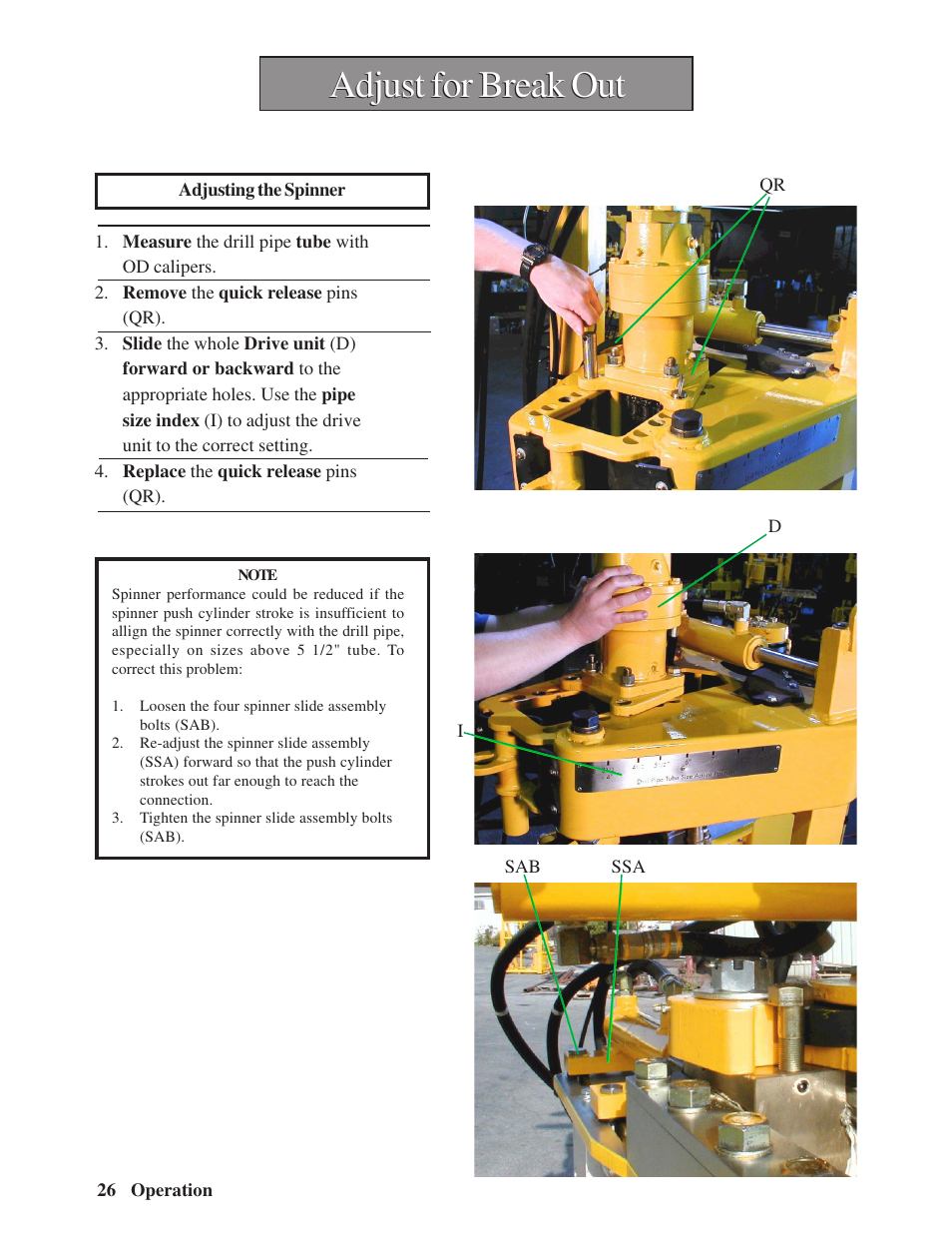 Adjust for break out | Hawk Industries Hawkjaw Sr. Manual M100K-2GSR Serial Numbers 201 to 370 User Manual | Page 28 / 215