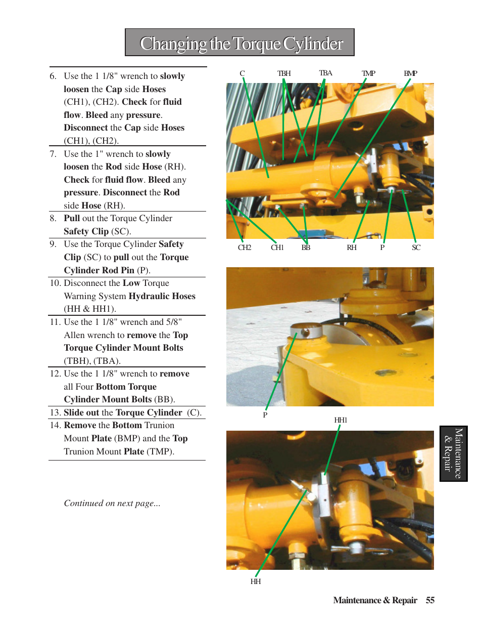 Changing the torque cylinder | Hawk Industries Hawkjaw Sr. Manual M100K-2GSR Serial Numbers 201 to 370 User Manual | Page 57 / 215