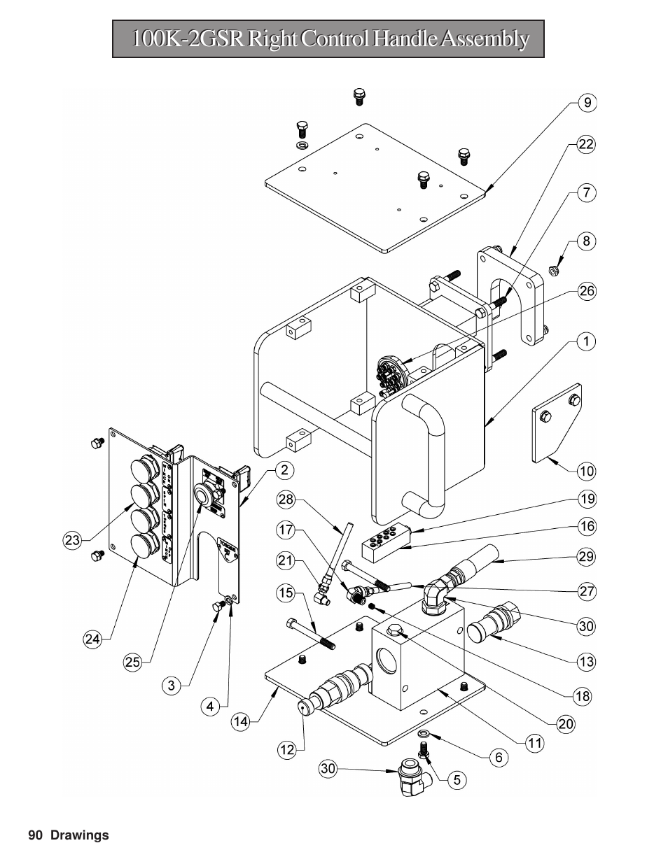 100k-2gsr right control handle assembly | Hawk Industries Hawkjaw Sr. Manual M100K-2GSR Serial Numbers 201 to 370 User Manual | Page 92 / 215