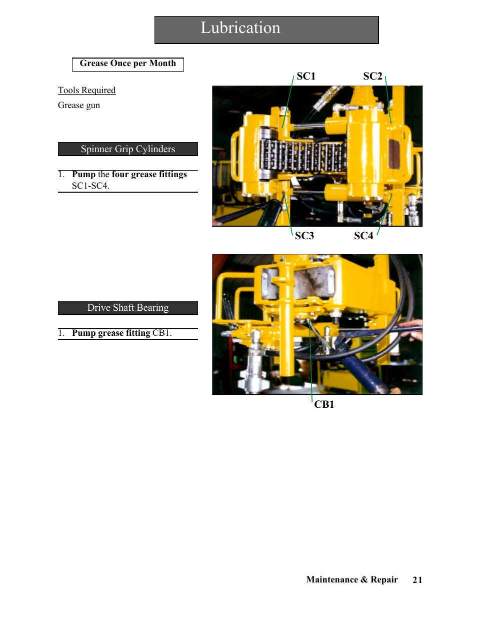 Lubrication | Hawk Industries Spinner Manual 550 HYDRAULIC Serial Numbers 1 to 205 User Manual | Page 21 / 81