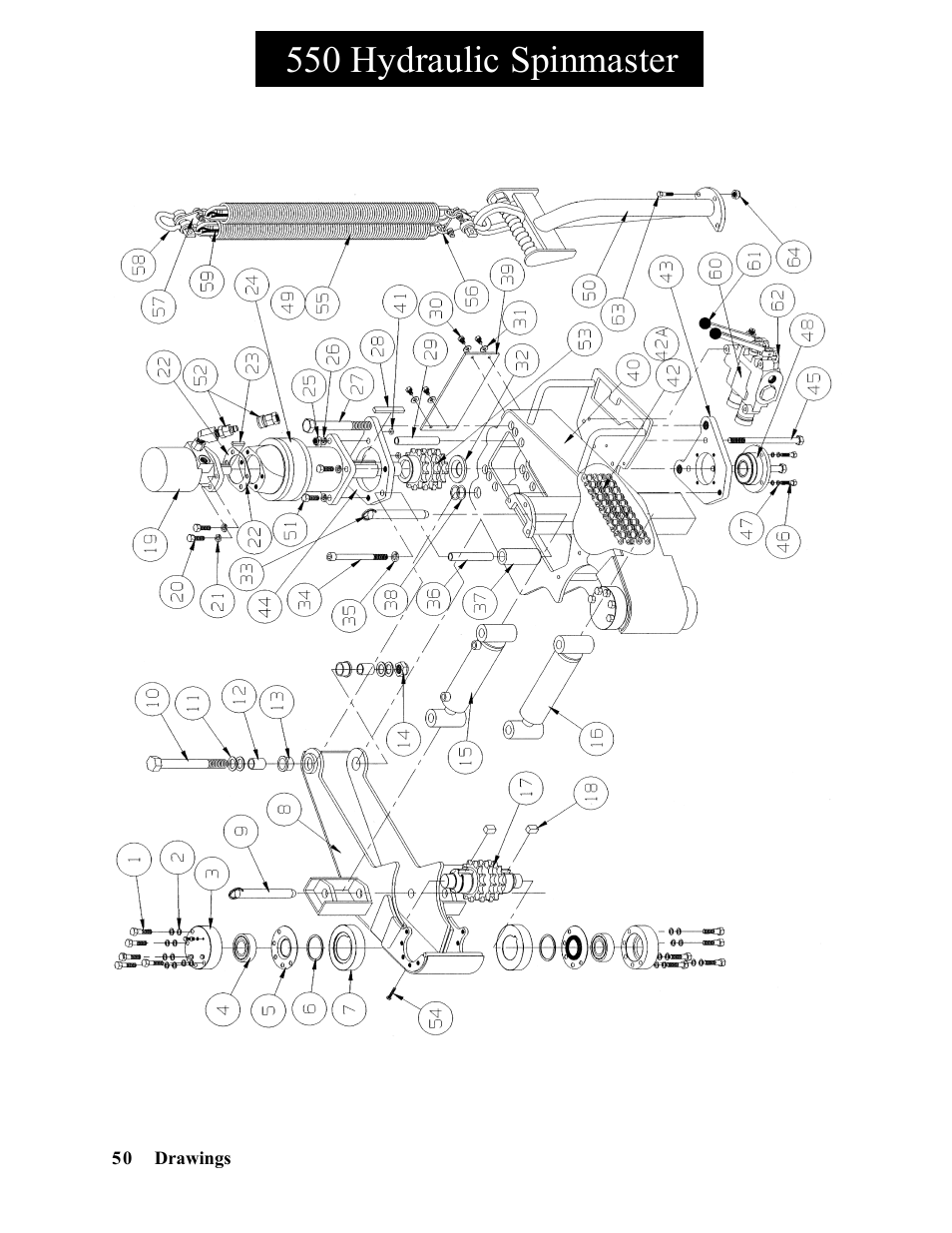 550 hydraulic spinmaster | Hawk Industries Spinner Manual 550 HYDRAULIC Serial Numbers 1 to 205 User Manual | Page 50 / 81