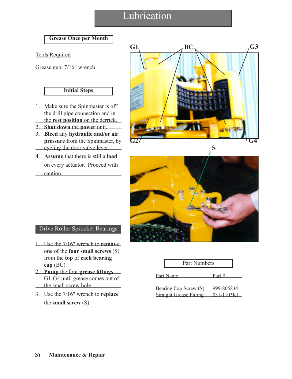 Lubrication | Hawk Industries Spinner Manual 550 PNEUMATIC Serial Numbers 106 to 210 User Manual | Page 20 / 101