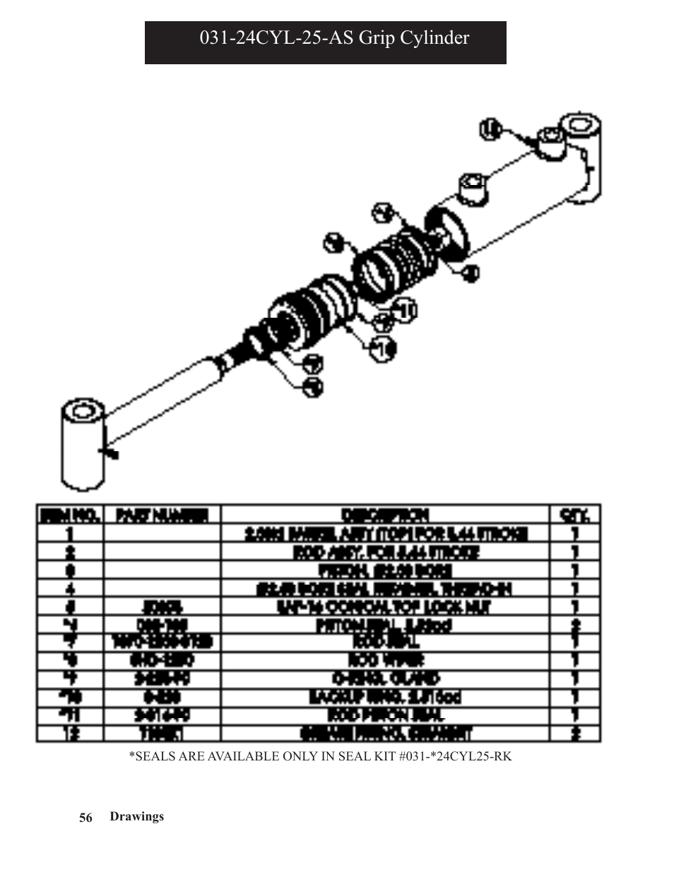 24cyl-25-as grip cylinder | Hawk Industries Spinner Manual 550 PNEUMATIC Serial Numbers 106 to 210 User Manual | Page 56 / 101