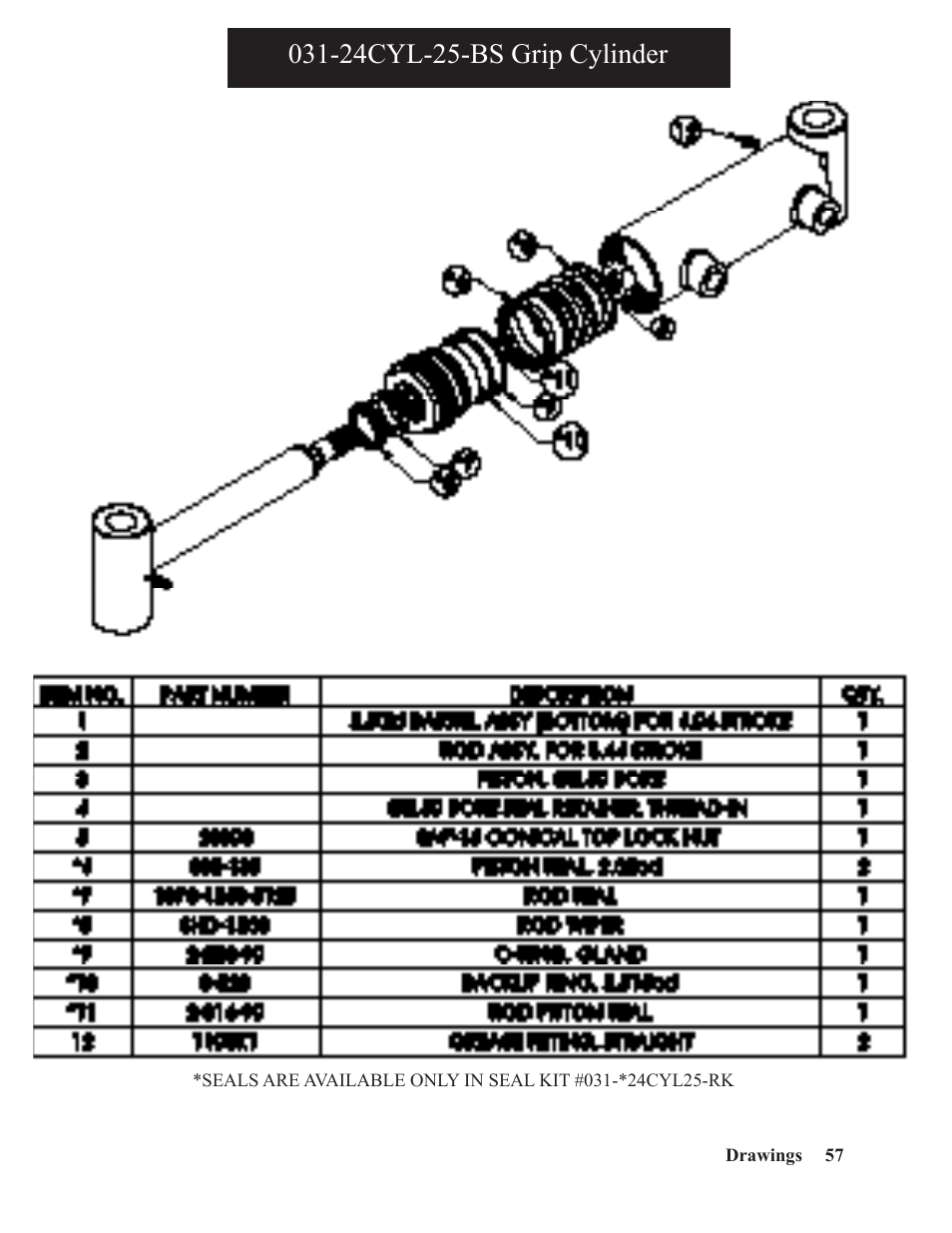 24cyl-25-bs grip cylinder | Hawk Industries Spinner Manual 550 PNEUMATIC Serial Numbers 106 to 210 User Manual | Page 57 / 101