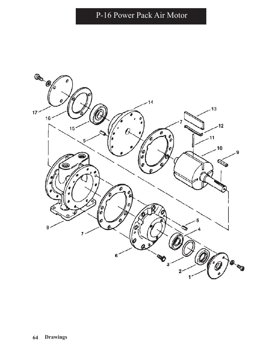 P-16 power pack air motor | Hawk Industries Spinner Manual 550 PNEUMATIC Serial Numbers 106 to 210 User Manual | Page 64 / 101