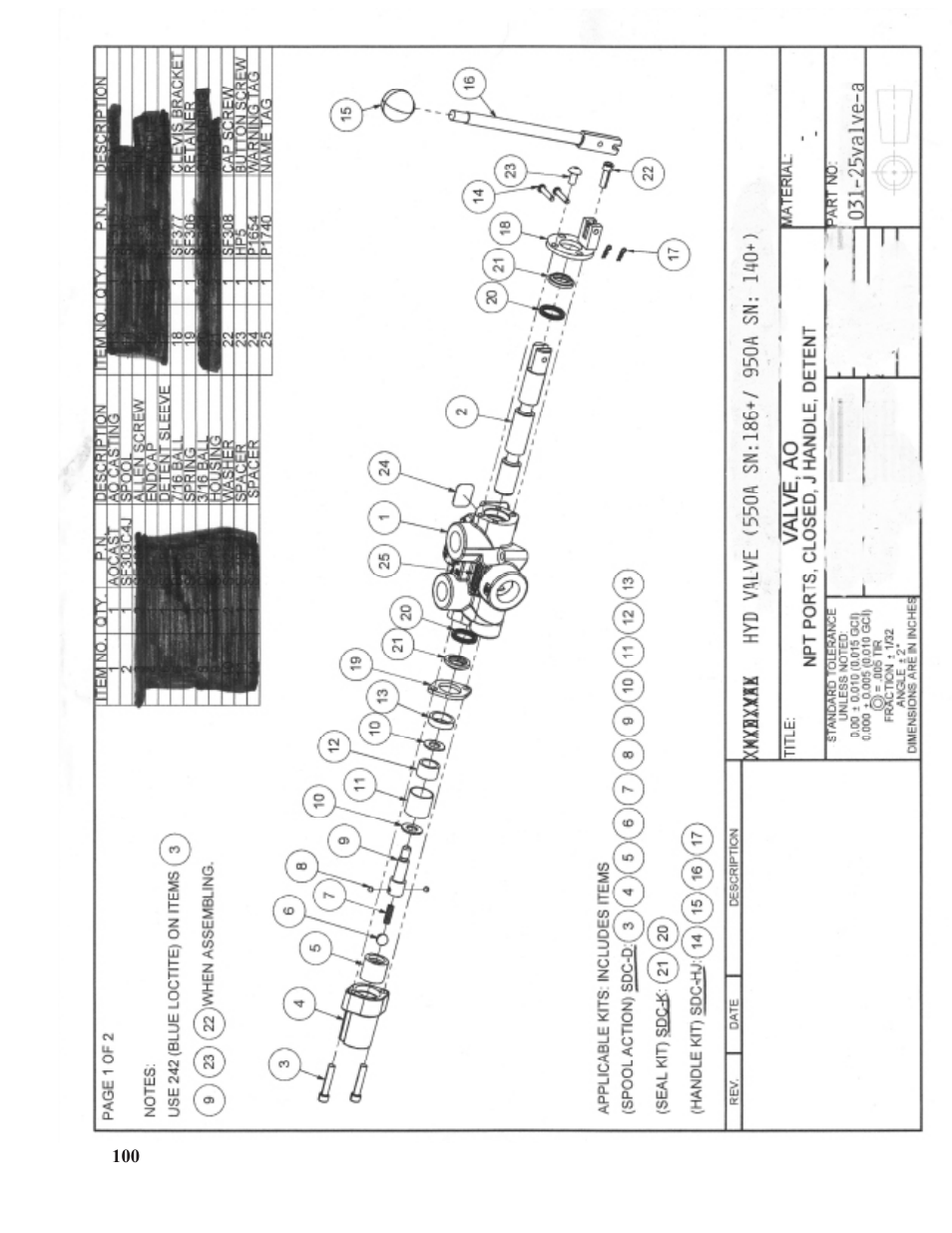 Hawk Industries Spinner Manual 950 PNEUMATIC Serial Numbers 81 to 189 User Manual | Page 100 / 101