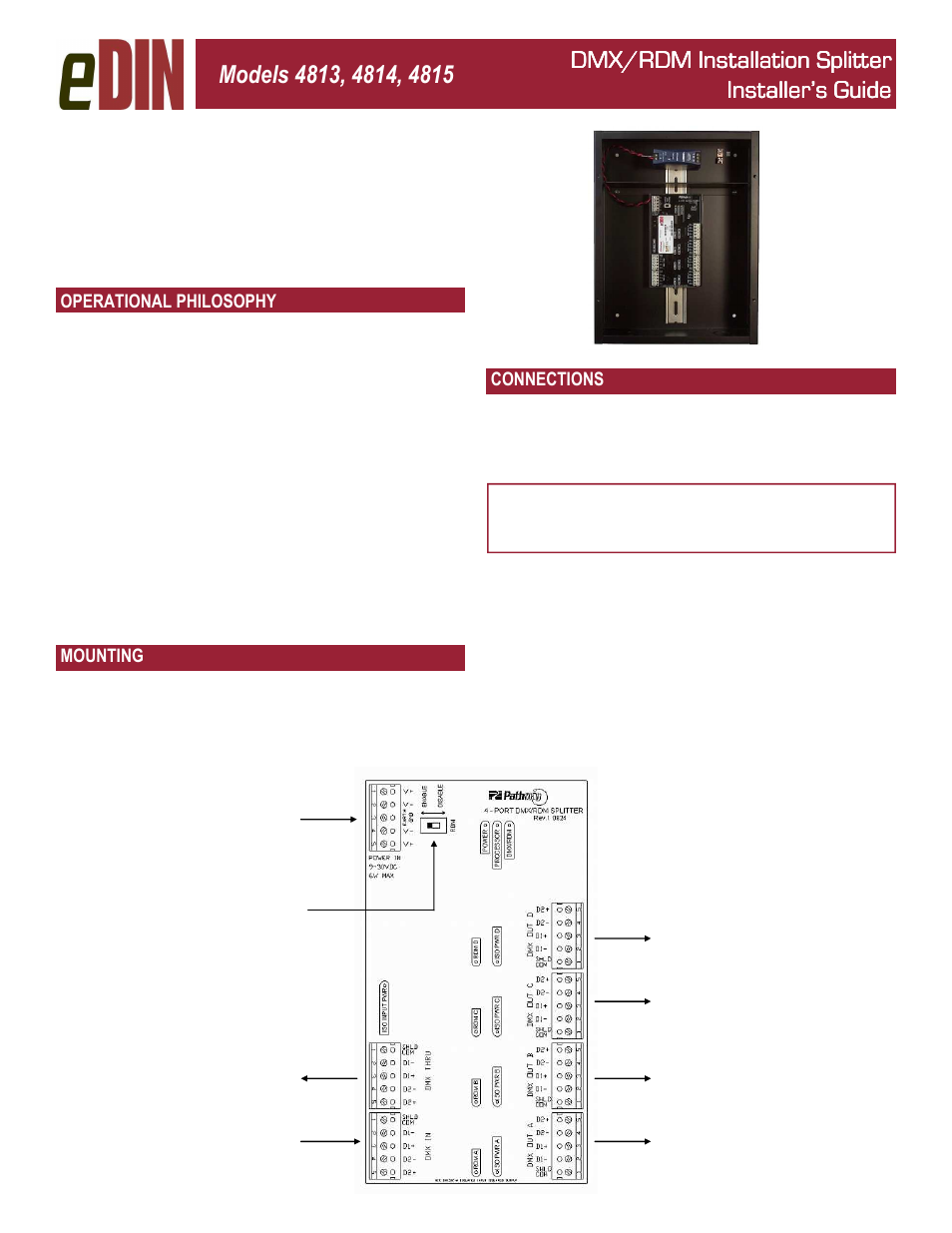 Pathway #4813, 4814, 4815 DMX/RDM Installation Splitters User Manual | 2 pages