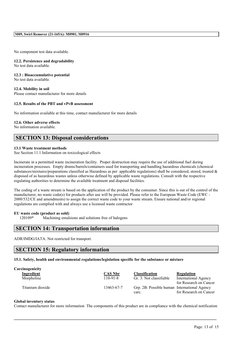 MEGUIAR'S M09 User Manual | Page 13 / 15
