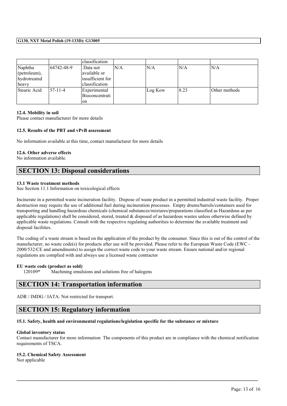 MEGUIAR'S G130 User Manual | Page 13 / 16