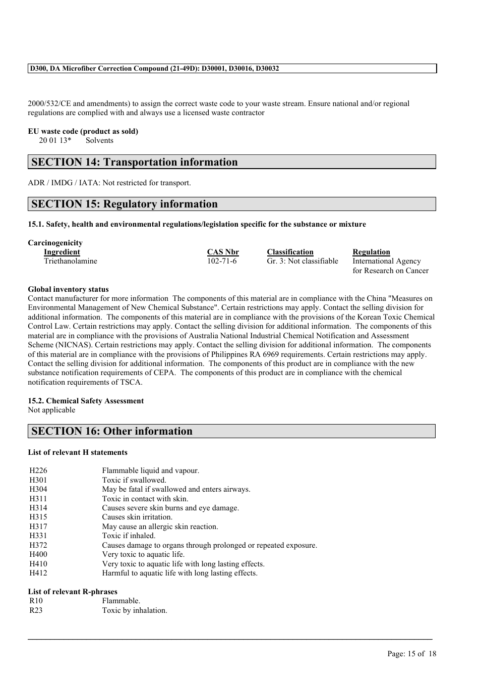 MEGUIAR'S D300 User Manual | Page 15 / 18