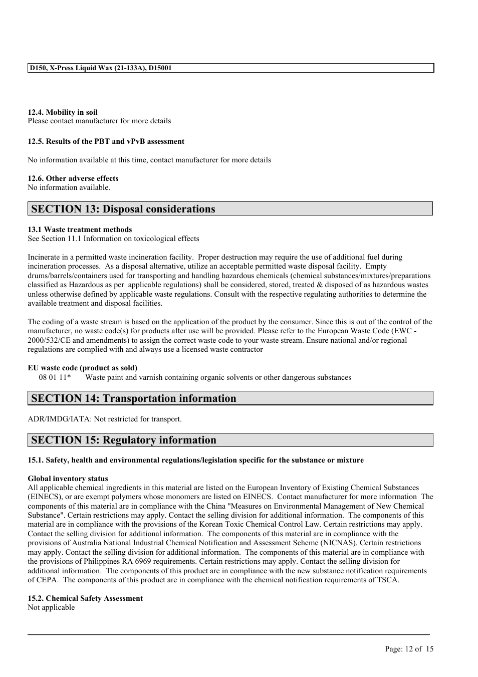 MEGUIAR'S D150 User Manual | Page 12 / 15