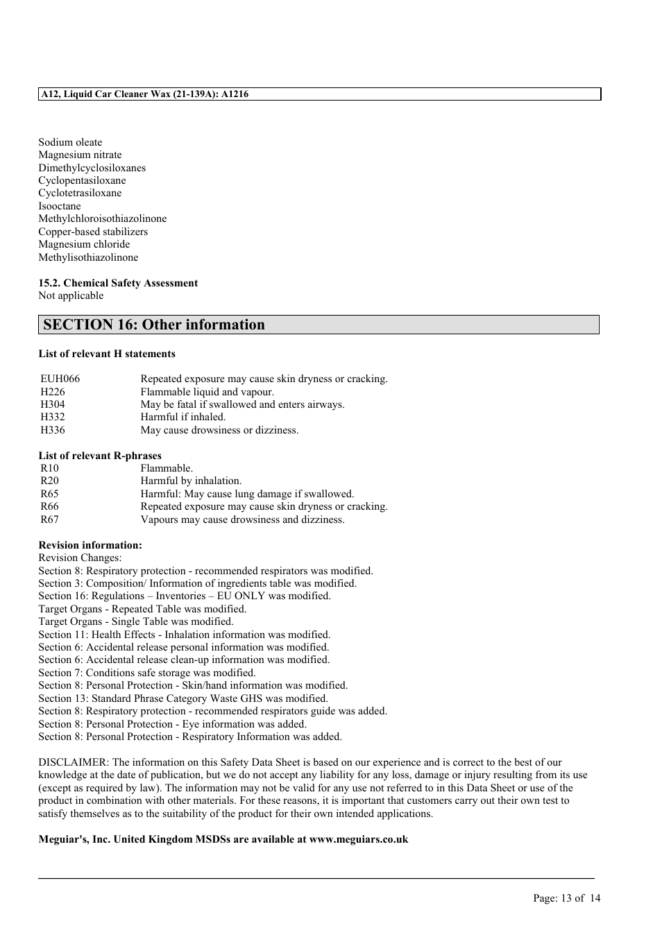 MEGUIAR'S A12 User Manual | Page 13 / 14